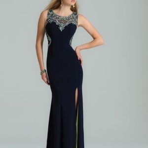 Jersey Beaded Dress with Illusion Back